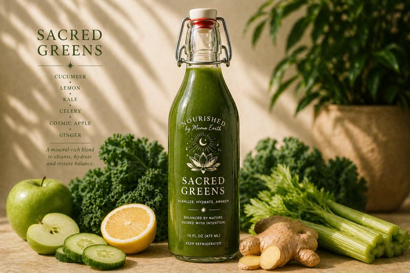 Sacred Greens by Nourished by Mama Earth — Alkalize. Hydrate. Awaken.